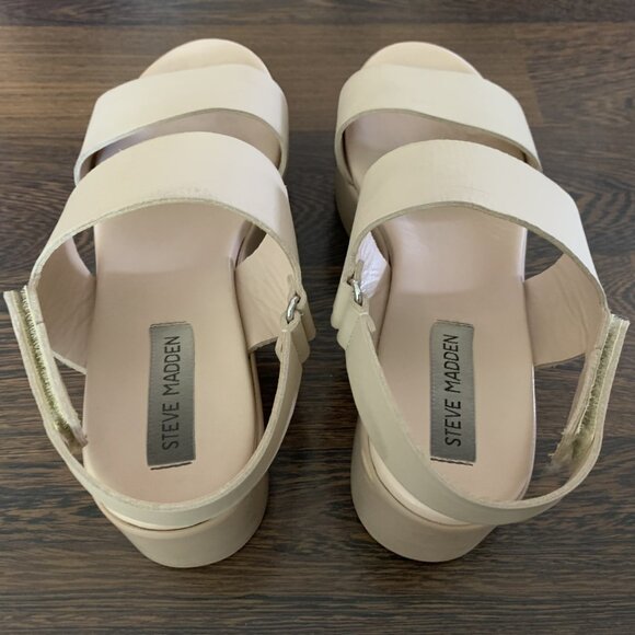 Size US 8 Steve Madden Platform Thick Strap Sandals Tan - Picture 3 of 5